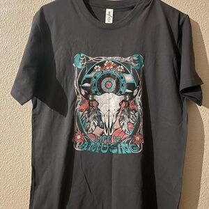 Life Is Amusing Black Graphic Tee with Skull Design